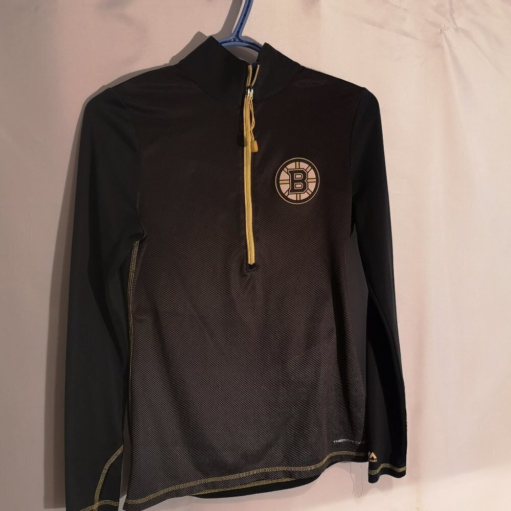 NHL Majestic Fan Fashion 1/4 Zip Ladies Long Sleeves Boston Bruins Pullover